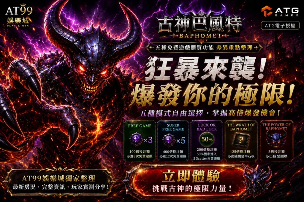 ATG古神巴風特五種免費遊戲模式差異與高倍爆發玩法介紹
